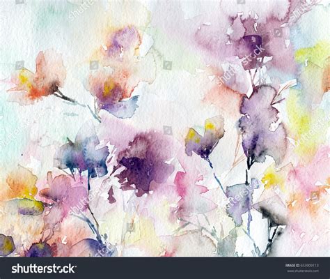 Floral Background Watercolor Abstract Flowers Greeting Stock ...