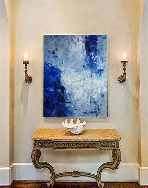 Blue abstract canvas art, modern artwork L195 – LargeArtCanvas