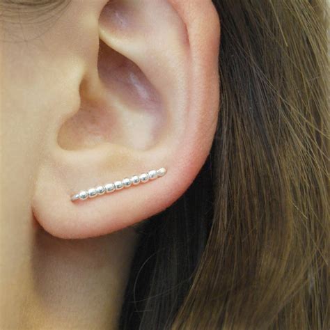 Beaded Sterling Silver Ear Cuff Earrings By Otis Jaxon
