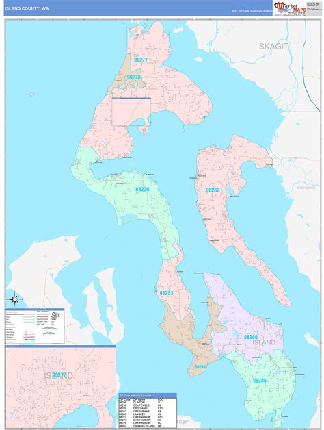 Island County, WA Wall Map Color Cast Style by MarketMAPS - MapSales.com