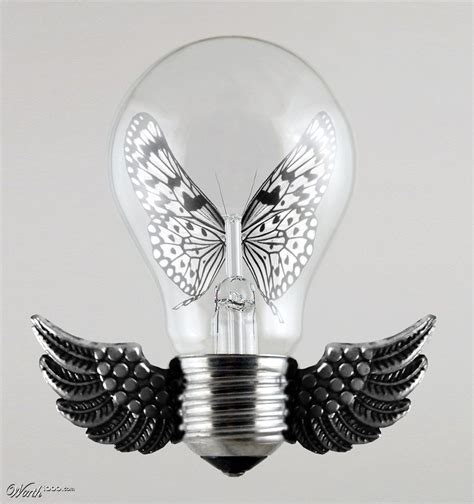 Wing Bulb - Worth1000 Contests by Pepenl Light Bulb Drawing, Light Bulb Art, Light Bulbs, Smoke ...