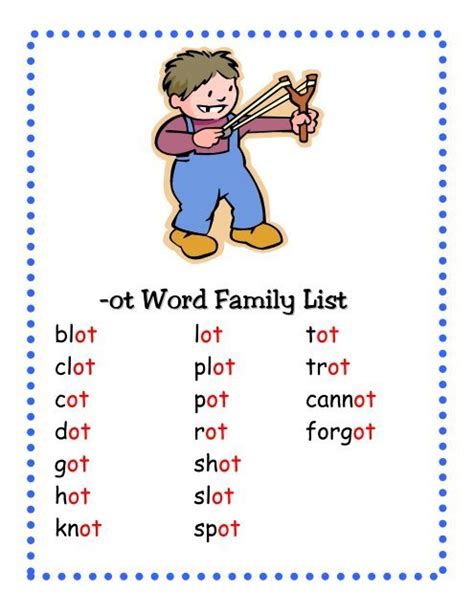 -ot Word Family List - Little Book Lane