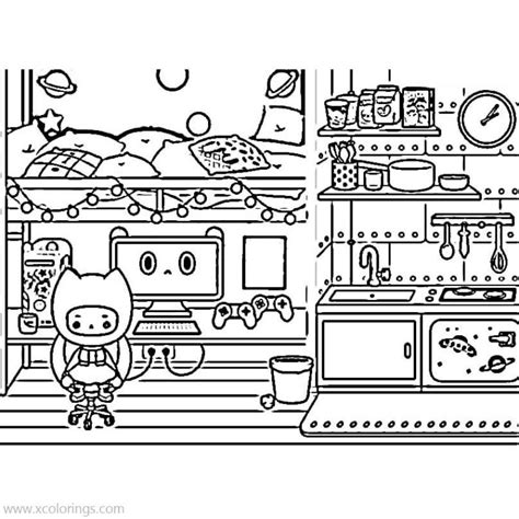 Toca Boca Coloring Pages Zeke and Pet Cat - XColorings.com