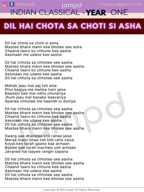 Dil Hai Chota Sa Choti Si Asha | PDF