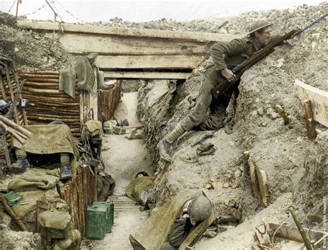 WW1 in colour - Cheshire Regiment in captured trench | Flickr