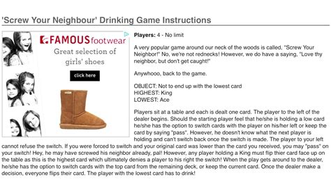 Screw your Neighbor Drinking Game | Drinking games, Popular games ...