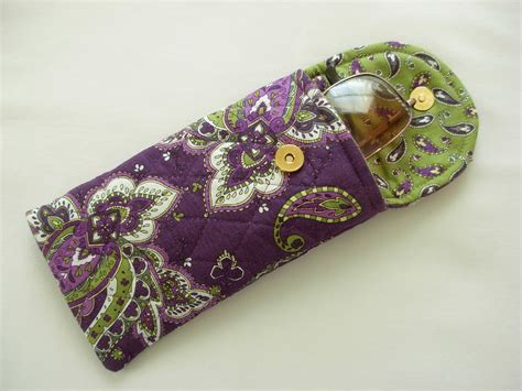 Glasses Case Quilted Designer Fabric Purple Green by Sewtype