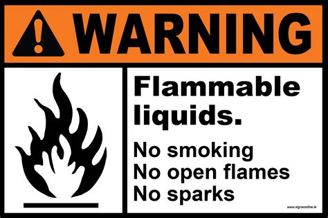 WARNING FLAMMABLE LIQUID – www.signsonline.ie