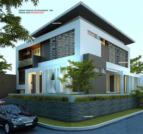 Desain Rumah Pojok Minimalis Modern Box House 500 M2