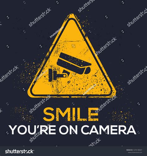 Warning Sign Smile Youre On Camera Stock Vector (Royalty Free ...