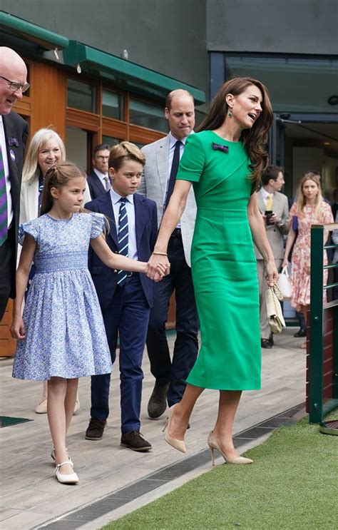 Kate Middleton trades tennis whites for Wimbledon green in magnificent slinky midi dress | HELLO!