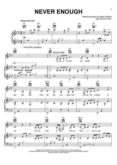 Never Enough Piano Sheet Music | OnlinePianist