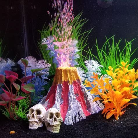 SLOCME Aquarium Volcano Bubbler Decorations – Fish tank Volcano Air Bubbler Ornament, Air Stone ...