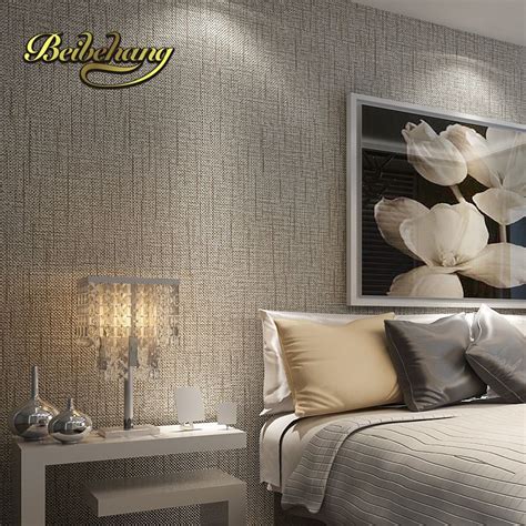 beibehang non-woven roll American straw texture wallpaper for living ...