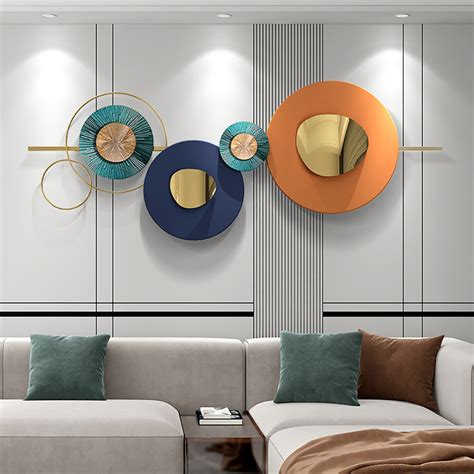 Modern Metal Wall Decor Creative Geometric Round Home Wall Art-Homary