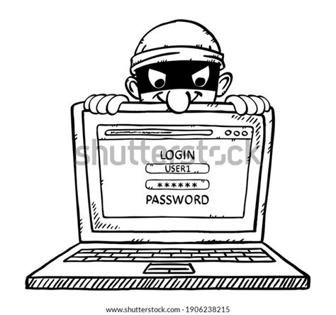 Sketch Style Vector Illustration Masked Hacker Stock Vector (Royalty ...