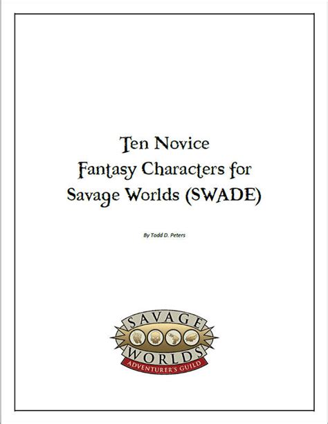 Ten Novice Fantasy Characters for Savage Worlds - Pinnacle Entertainment | SWAG | DriveThruRPG.com