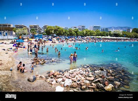 ATHENS, GREECE - JUNE 19, 2016: People on the Kalamaki beach in Athens, Greece Stock Photo - Alamy