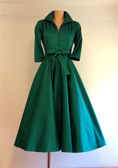 Classic Kelly Dress (3/4 sleeve) in plain emerald green :: Suzy Hamilton | Homecoming dresses ...