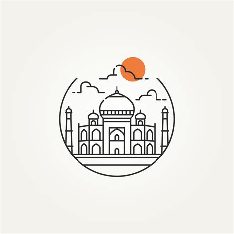 taj mahal outline minimalist line art icon logo 6348523 Vector Art at Vecteezy