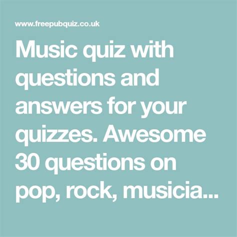 Music quiz with questions and answers for your quizzes. Awesome 30 ...