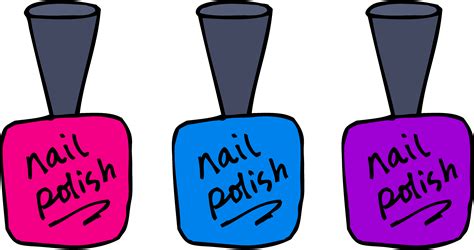 Pink Blue and Purple Nail Polish - Free Clip Art