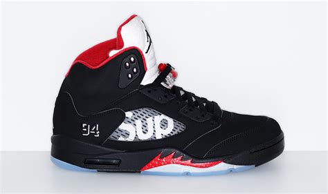 Supreme Air Jordan 5 Black Fire Red - Sneaker Bar Detroit