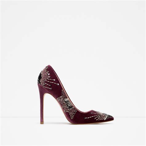 Zara Embroidered High Heel Shoes in Purple (Mauve) | Lyst