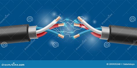 Electric Cable with Electrical Sparks a Realistic Vector 3d Illustration Stock Vector ...