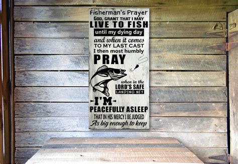 Fisherman's Prayer Wood Sign with Walleye - The Speckled Loon