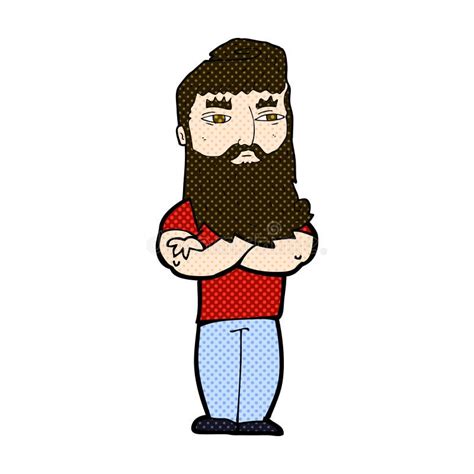 Comic Cartoon Serious Man with Beard Stock Illustration - Illustration of male, line: 52951781