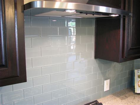 Light Grey Glass Subway Tile Backsplash - Glass Designs