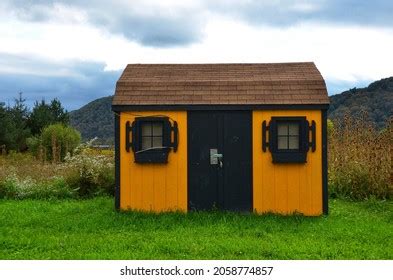 Wooden Outdoor Storage Shed Two Windows Stock Photo 2058774857 ...