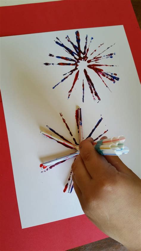 The Backroad Life: Kids Craft: Straw Fireworks Painting