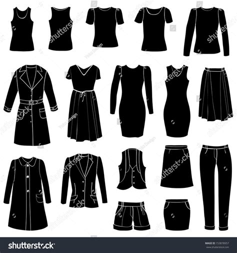 Fashion Icons Set. Female Cloth Collection. Ilustración vectorial en stock 153878957 : Shutterstock