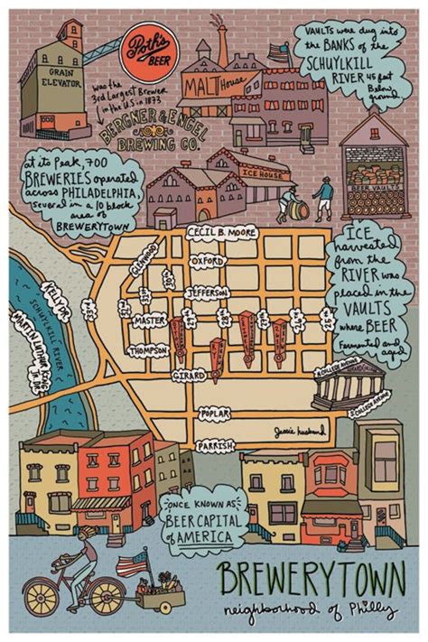 Map of Brewerytown, Philadelphia, Philly Neighborhood Map, Philly Art, Map Art, Philly ...