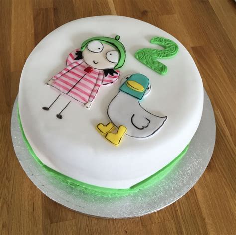 Sarah & Duck cake with a green floral patchwork border Duck Birthday, 2 Birthday Cake, Third ...