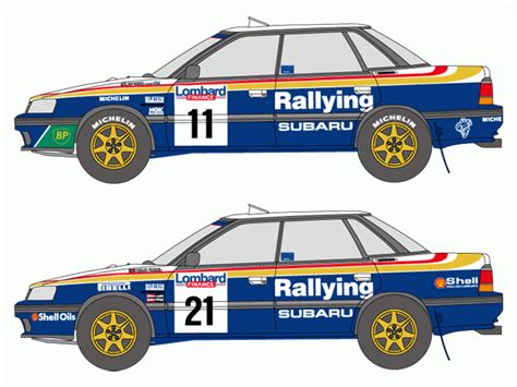 1:24 Subaru Legacy RS 1991 RAC Rally Work Team Decals for Hasegawa ...