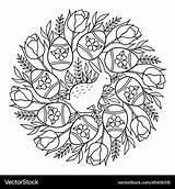 Easter Mandala coloring Royalty Free Vector Image sketch template