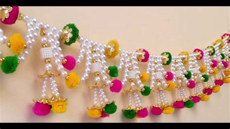 How to make a Pearl Bandhanwar at Home, DIY Easy Pearl Toran, Designer Toran, How to make Toran ...