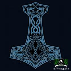 Mjölnir (Thor's Hammer) Norse Square and Compasses Masonic T-shirt ...