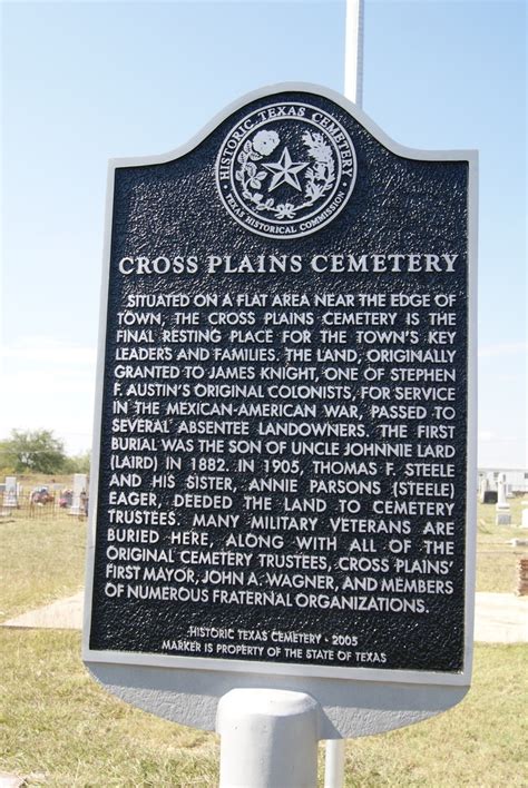 Cross Plains Cemetery - TEXAS HISTORICAL MARKERS