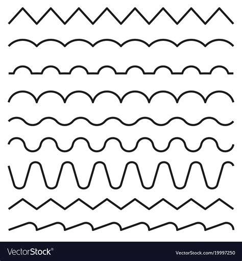 Set lines wavy zigzag -editable line Royalty Free Vector