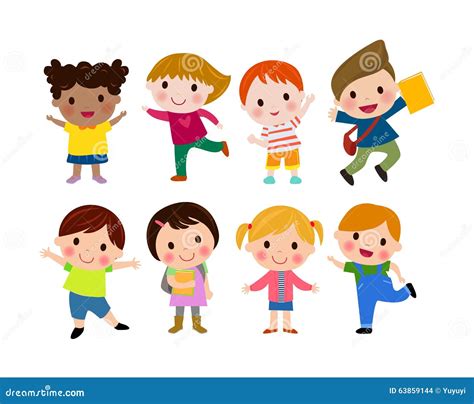 Kids Go To School, Back To School, Cute Cartoon Children, Happy Children Stock Vector ...