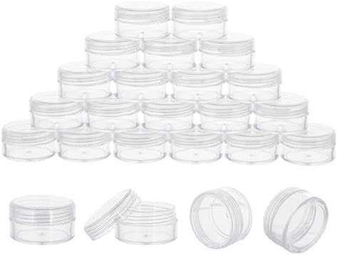 Amazon.com: Vivaplex, 25 Clear, 10 Gram Plastic Pot Jars, Cosmetic Containers, With Lids ...