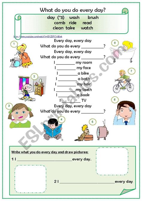 What do you do every day - song, task, cards - ESL worksheet by Naranjas