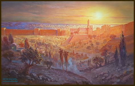 "Light of Jerusalem" NEW Painting by Alex Levin | Modern landscape ...