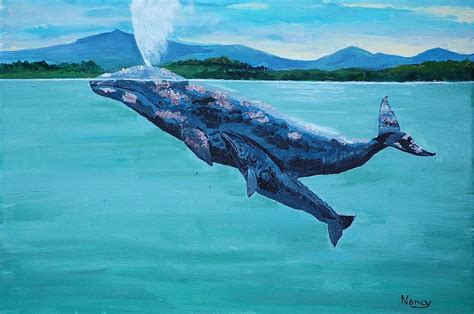 Gray Whales Painting by Nancy Hewett - Fine Art America