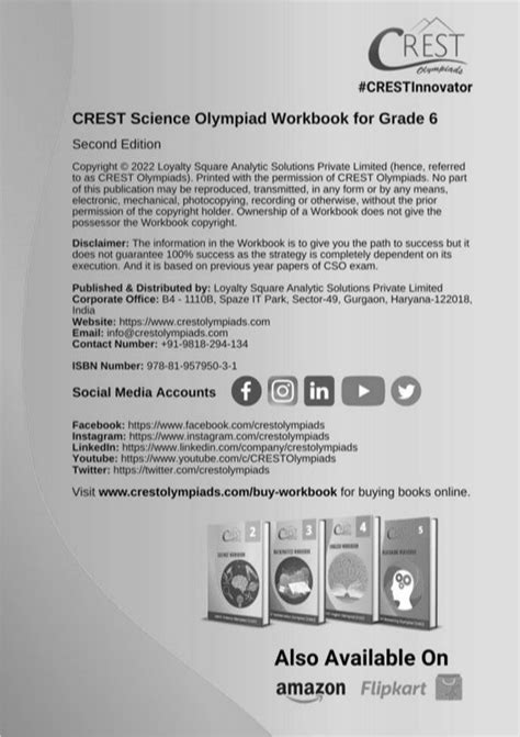 English Science Olympiad Workbook Grade 6 by CREST Olympiads, 2nd Edition at Rs 300 in Gurgaon