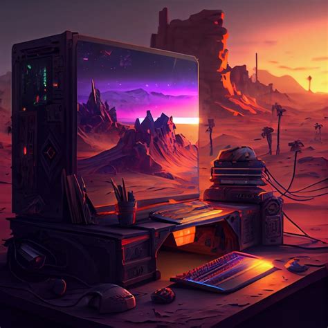 Premium Photo | Gaming desktop PC computer setup gamer illustration